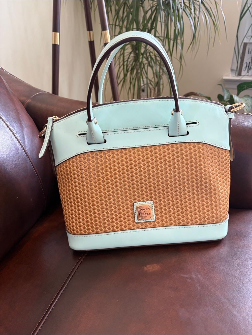 Dooney & Bourke  woven embossed leather  beacon dome  Satchel-no crossbody strap